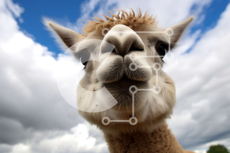 Σετ των 2 Intra Συλλεκτικό Ξύλινο Παζλ Plywood  4mm - Κοντινό πλάνο του προσώπου του Αλπακά Σε Ξύλινο Κουτί - Διαστάσεις: 10x10 cm – 25 κομμάτια