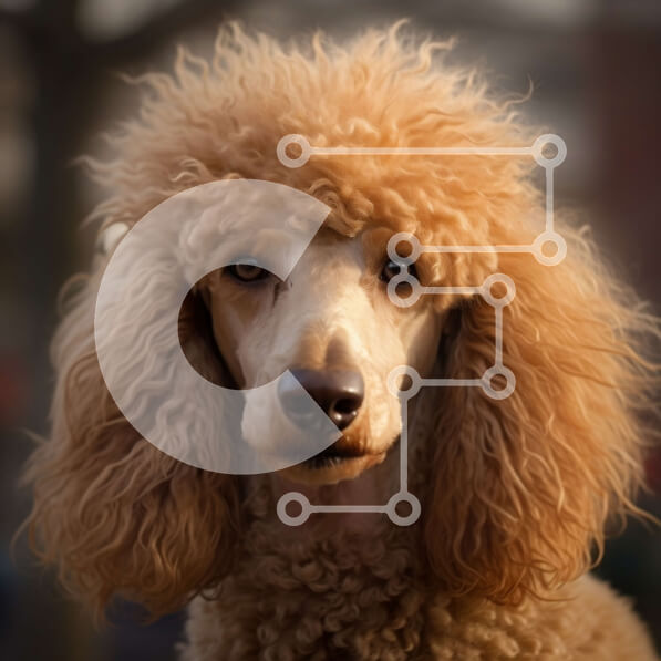 Intra Συλλεκτικό Ξύλινο Παζλ Plywood  4mm - Σοβαρό καφέ κανίς σκυλί με σγουρά μαλλιά που κοιτάζει την κάμερα Σε Ξύλινο Κουτί - Διαστάσεις: 10x10 cm – 25 κομμάτια