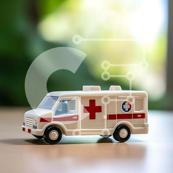 Intra Συλλεκτικό Ξύλινο Παζλ Plywood  4mm - Παιχνίδι όχημα έκτακτης ανάγκης σε ξύλινο τραπέζι με πράσινο Σε Ξύλινο Κουτί - Διαστάσεις: 10x10 cm – 25 κομμάτια