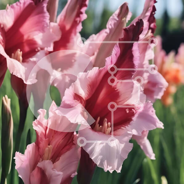 Intra Συλλεκτικό Ξύλινο Παζλ Plywood  4mm - Ομάδα ροζ και πορτοκαλί λουλουδιών σε ένα χωράφι Σε Ξύλινο Κουτί - Διαστάσεις: 10x10 cm – 25 κομμάτια