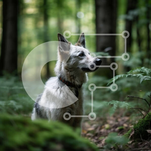 Intra Συλλεκτικό Ξύλινο Παζλ Plywood  4mm - Σοβαρός γερμανικός ποιμενικός σκύλος που στέκεται σε ένα ξέφωτο δάσους Σε Ξύλινο Κουτί - Διαστάσεις: 10x10 cm – 25 κομμάτια