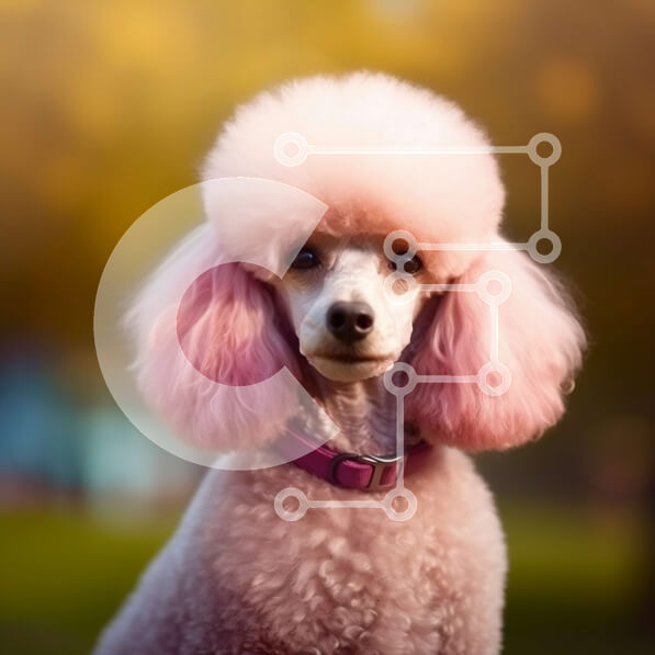 Intra Συλλεκτικό Ξύλινο Παζλ Plywood  4mm - Όμορφη εικόνα ενός ροζ κανίς με χνουδωτό κούρεμα και ροζ γιακά Σε Ξύλινο Κουτί - Διαστάσεις: 10x10 cm – 25 κομμάτια