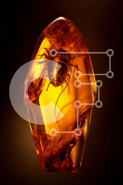 Σετ των 2 Intra Συλλεκτικό Ξύλινο Παζλ Plywood  4mm - Κεχριμπάρι κρύσταλλο με ενσωματωμένο έντομο Σε Ξύλινο Κουτί - Διαστάσεις: 10x10 cm – 25 κομμάτια