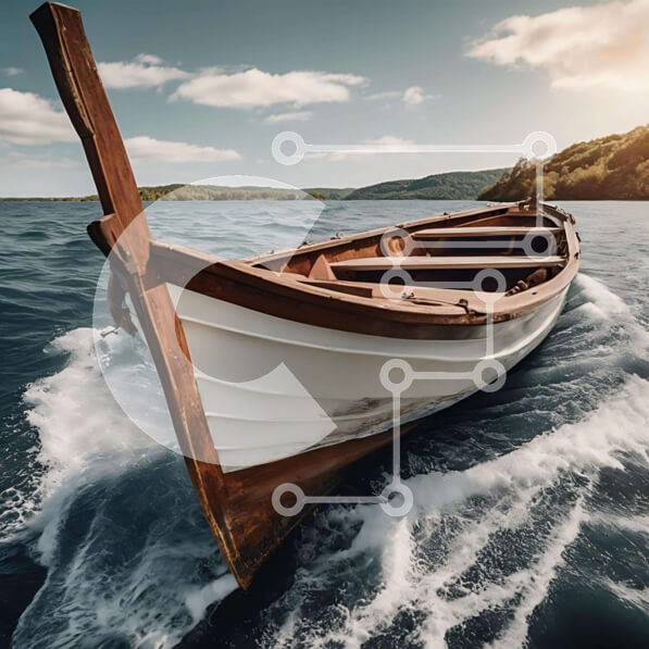 Intra Συλλεκτικό Ξύλινο Παζλ Plywood  4mm - Ήρεμη σκηνή μιας μικρής ξύλινης βάρκας στο νερό Σε Ξύλινο Κουτί - Διαστάσεις: 10x10 cm – 25 κομμάτια