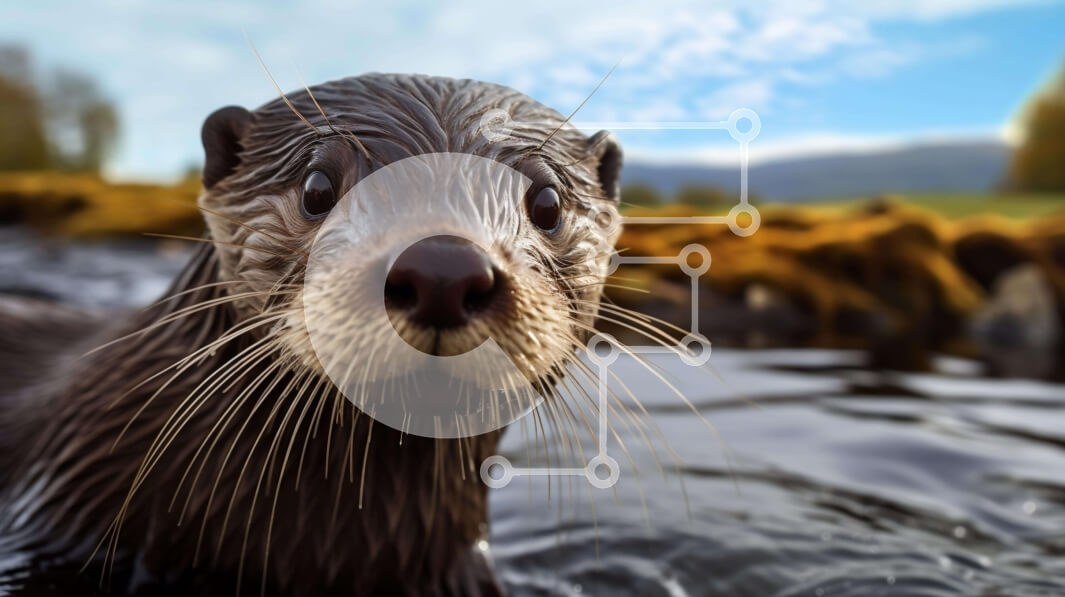 Σετ των 2 Intra Συλλεκτικό Ξύλινο Παζλ Plywood  4mm - Κοντινό πλάνο της βίδρας στο νερό Σε Ξύλινο Κουτί - Διαστάσεις: 10x10 cm – 25 κομμάτια