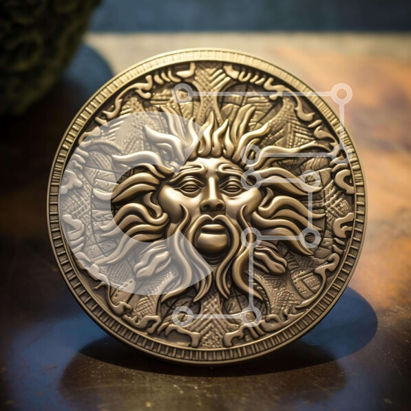 Intra Συλλεκτικό Ξύλινο Παζλ Plywood  4mm - Χάλκινο νόμισμα ήλιου σε διακοσμητικό αντικείμενο Σε Ξύλινο Κουτί - Διαστάσεις: 10x10 cm – 25 κομμάτια