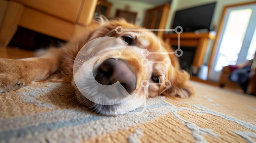 Intra Συλλεκτικό Ξύλινο Παζλ Plywood  4mm - Σκύλος Γκόλντεν Ριτρίβερ ξαπλωμένος στο χαλί Σε Ξύλινο Κουτί - Διαστάσεις: 10x10 cm – 25 κομμάτια