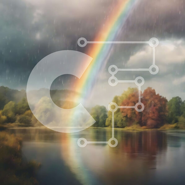 Intra Συλλεκτικό Ξύλινο Παζλ Plywood  4mm - Ουράνιο τόξο πάνω από το νερό και τα δέντρα Σε Ξύλινο Κουτί - Διαστάσεις: 10x10 cm – 25 κομμάτια