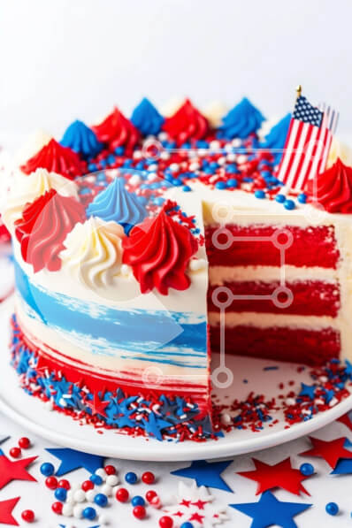 Σετ των 2 Intra Συλλεκτικό Ξύλινο Παζλ Plywood  4mm - Πατριωτική τούρτα με κόκκινη, λευκή και μπλε διακόσμηση Σε Ξύλινο Κουτί - Διαστάσεις: 10x10 cm – 25 κομμάτια