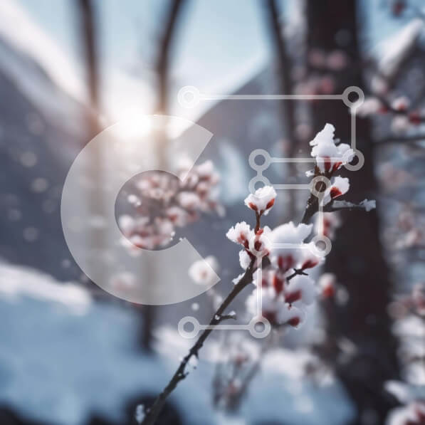 Intra Συλλεκτικό Ξύλινο Παζλ Plywood  4mm - Χιονισμένα λουλούδια στο δάσος Σε Ξύλινο Κουτί - Διαστάσεις: 10x10 cm – 25 κομμάτια