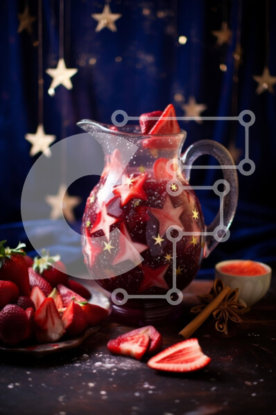 Σετ των 2 Intra Συλλεκτικό Ξύλινο Παζλ Plywood  4mm - Sangria με φράουλα με φράουλες σε σχήμα αστεριού Σε Ξύλινο Κουτί - Διαστάσεις: 10x10 cm – 25 κομμάτια