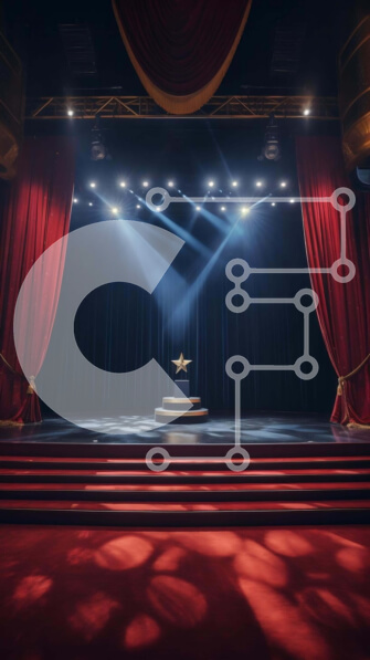 Intra Συλλεκτικό Ξύλινο Παζλ Plywood  4mm - Θεατρική Σκηνή με Κόκκινες Κουρτίνες και Προβολέα Σε Ξύλινο Κουτί - Διαστάσεις Puzzle: 10x10 cm – 25 κομμάτια