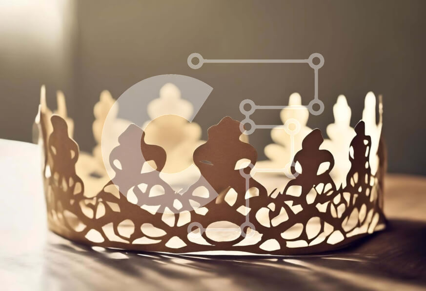 Intra Συλλεκτικό Ξύλινο Παζλ Plywood  4mm - Χάρτινη κορώνα σε ξύλινο τραπέζι Σε Ξύλινο Κουτί - Διαστάσεις: 10x10 cm – 25 κομμάτια