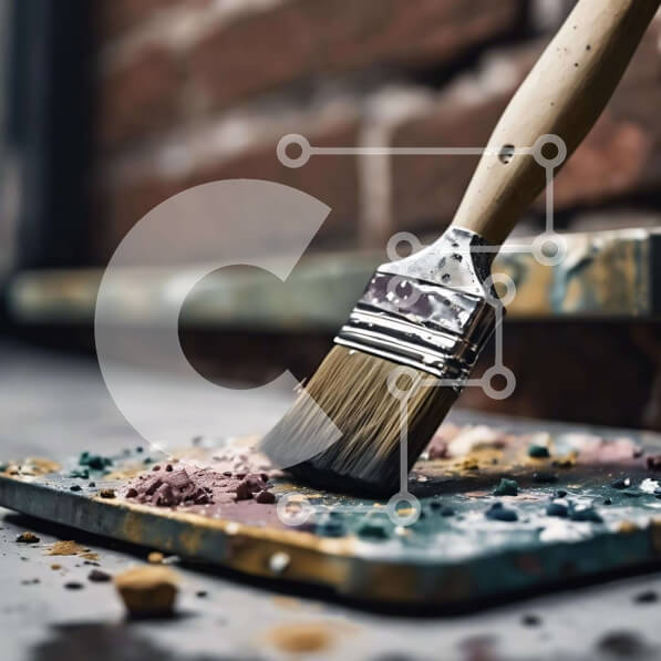 Intra Συλλεκτικό Ξύλινο Παζλ Plywood  4mm - Εγκαταλελειμμένο πινέλο και δίσκος με παλιοσίδερα Σε Ξύλινο Κουτί - Διαστάσεις Puzzle: 10x10 cm – 25 κομμάτια