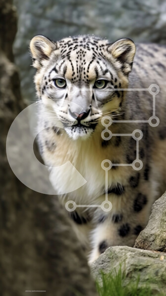 Σετ των 2 Intra Συλλεκτικό Ξύλινο Παζλ Plywood  4mm - Εκπληκτική εικόνα μιας λεοπάρδαλης του χιονιού σε ένα βραχώδες έδαφος Σε Ξύλινο Κουτί - Διαστάσεις: 10x10 cm – 25 κομμάτια