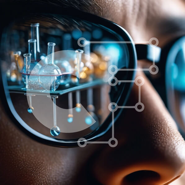 Σετ των 2 Intra Συλλεκτικό Ξύλινο Παζλ Plywood  4mm - Αντανάκλαση των γυαλιών στα μάτια της γυναίκας Σε Ξύλινο Κουτί - Διαστάσεις: 10x10 cm – 25 κομμάτια