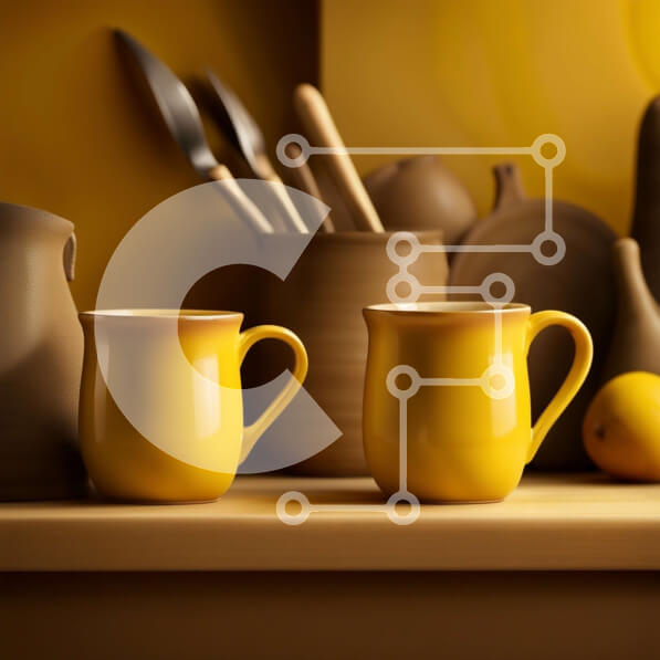 Intra Συλλεκτικό Ξύλινο Παζλ Plywood  4mm - Φωτίστε το σπίτι σας με κίτρινες κούπες και φρέσκα λεμόνια Σε Ξύλινο Κουτί - Διαστάσεις: 10x10 cm – 25 κομμάτια