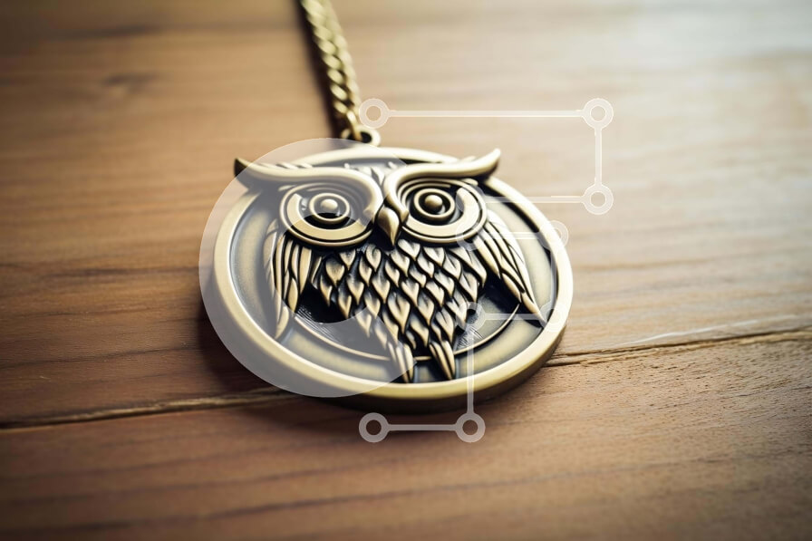 Intra Συλλεκτικό Ξύλινο Παζλ Plywood  4mm - Κολιέ ή βραχιόλι από ορείχαλκο κουκουβάγια Σε Ξύλινο Κουτί - Διαστάσεις Puzzle: 10x10 cm – 25 κομμάτια