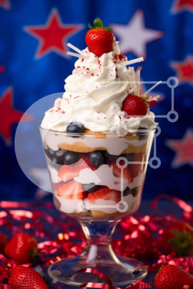 Σετ των 2 Intra Συλλεκτικό Ξύλινο Παζλ Plywood  4mm - Επιδόρπιο Patriotic Trifle Bowl με σαντιγί και μούρα Σε Ξύλινο Κουτί - Διαστάσεις: 10x10 cm – 25 κομμάτια