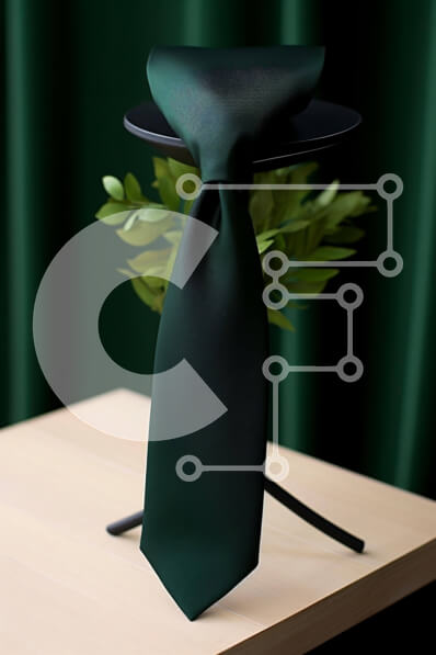 Intra Συλλεκτικό Ξύλινο Παζλ Plywood  4mm - Πράσινη γραβάτα σε κομψό μαύρο σταντ με φυτό σε γλάστρα Σε Ξύλινο Κουτί - Διαστάσεις Puzzle: 10x10 cm – 25 κομμάτια