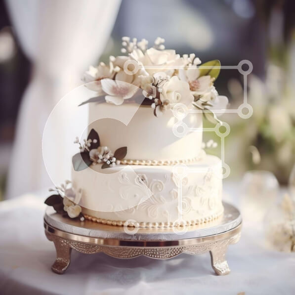 Σετ των 2 Intra Συλλεκτικό Ξύλινο Παζλ Plywood  4mm - Κομψή τριώροφη τούρτα με φρέσκα λουλούδια Σε Ξύλινο Κουτί - Διαστάσεις: 10x10 cm – 25 κομμάτια