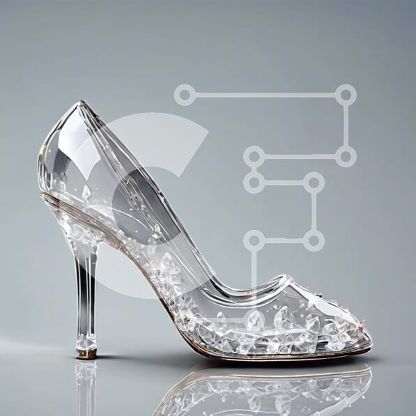 Σετ των 2 Intra Συλλεκτικό Ξύλινο Παζλ Plywood  4mm - Ψηλοτάκουνο παπούτσι διακοσμημένο με κρύσταλλο Σε Ξύλινο Κουτί - Διαστάσεις: 10x10 cm – 25 κομμάτια