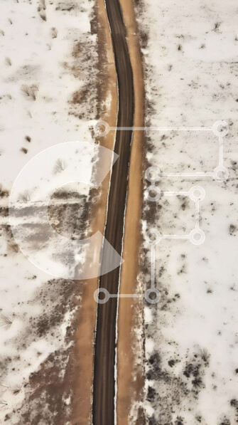 Σετ των 2 Intra Συλλεκτικό Ξύλινο Παζλ Plywood  4mm - Εναέρια άποψη του χιονισμένου δρόμου στην έρημο Σε Ξύλινο Κουτί - Διαστάσεις: 10x10 cm – 25 κομμάτια