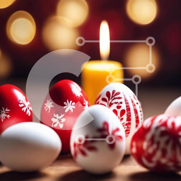 Intra Συλλεκτικό Ξύλινο Παζλ Plywood  4mm - Στολισμένα πασχαλινά αυγά με φωτισμένη λαμπάδα Σε Ξύλινο Κουτί - Διαστάσεις: 10x10 cm – 25 κομμάτια