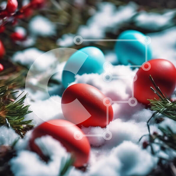 Intra Συλλεκτικό Ξύλινο Παζλ Plywood  4mm - Εορταστικά Πασχαλινά αυγά στο χιόνι Σε Ξύλινο Κουτί - Διαστάσεις: 10x10 cm – 25 κομμάτια