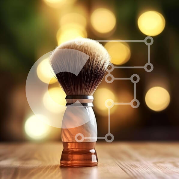 Intra Συλλεκτικό Ξύλινο Παζλ Plywood  4mm - Vintage βούρτσα ξυρίσματος σε παλιό ξύλινο τραπέζι με θολά φώτα φόντο Σε Ξύλινο Κουτί - Διαστάσεις: 10x10 cm – 25 κομμάτια