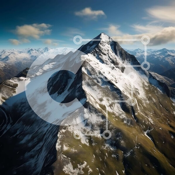 Intra Συλλεκτικό Ξύλινο Παζλ Plywood  4mm - Εναέρια άποψη του χιονισμένου βουνού στις ελβετικές Άλπεις Σε Ξύλινο Κουτί - Διαστάσεις: 10x10 cm – 25 κομμάτια