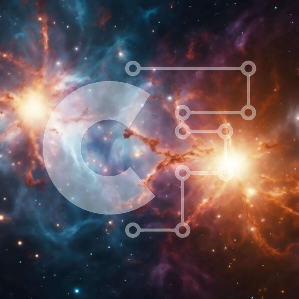 Intra Συλλεκτικό Ξύλινο Παζλ Plywood  4mm - Σμήνος αστεριών στο διάστημα με φωτεινά μπλε και πορτοκαλί αστέρια Σε Ξύλινο Κουτί - Διαστάσεις Puzzle: 10x10 cm – 25 κομμάτια