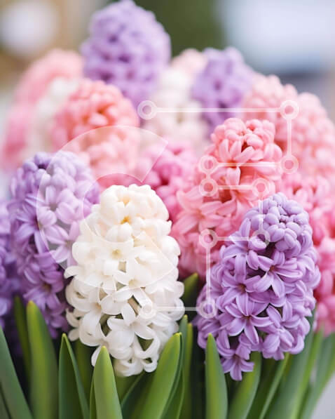 Σετ των 2 Intra Συλλεκτικό Ξύλινο Παζλ Plywood  4mm - Πολύχρωμο μπουκέτο υάκινθων σε διάφορες αποχρώσεις Σε Ξύλινο Κουτί - Διαστάσεις: 10x10 cm – 25 κομμάτια