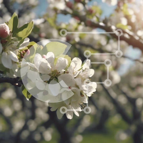 Intra Συλλεκτικό Ξύλινο Παζλ Plywood  4mm - Ανθισμένο δέντρο στον οπωρώνα μηλιάς Σε Ξύλινο Κουτί - Διαστάσεις: 10x10 cm – 25 κομμάτια