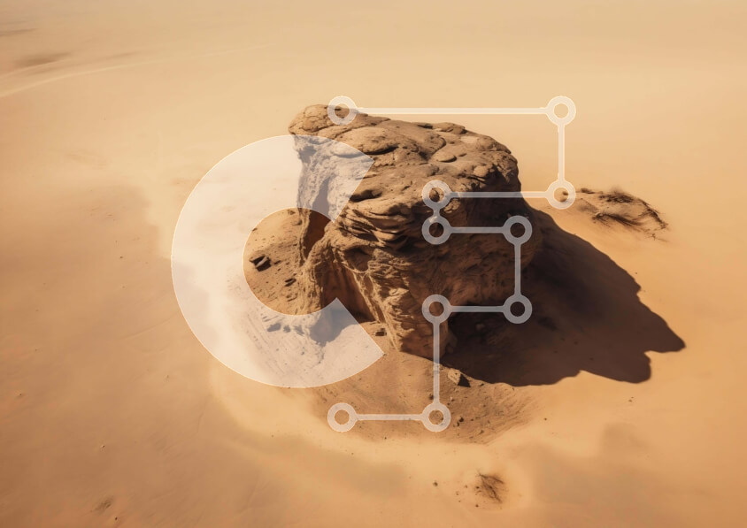 Intra Συλλεκτικό Ξύλινο Παζλ Plywood  4mm - Αεροφωτογραφία του σχηματισμού βράχου στην έρημο Σε Ξύλινο Κουτί - Διαστάσεις: 10x10 cm – 25 κομμάτια