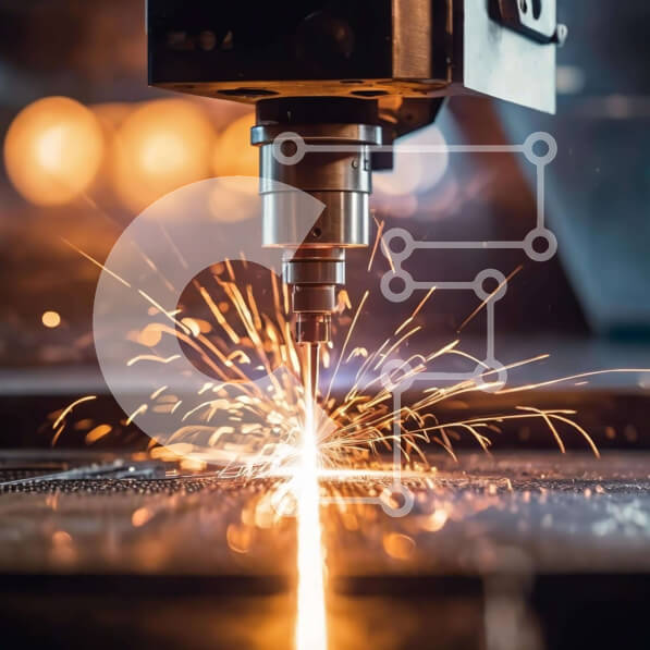 Intra Συλλεκτικό Ξύλινο Παζλ Plywood  4mm - Μηχάνημα Κοπής Μετάλλων στη Μεταποιητική Βιομηχανία με Σπινθήρες Σε Ξύλινο Κουτί - Διαστάσεις Puzzle: 10x10 cm – 25 κομμάτια