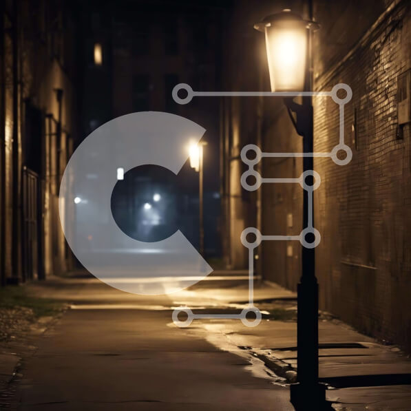 Intra Συλλεκτικό Ξύλινο Παζλ Plywood  4mm - Άδειο σκοτεινό δρομάκι με το φως του δρόμου Σε Ξύλινο Κουτί - Διαστάσεις Puzzle: 10x10 cm – 25 κομμάτια