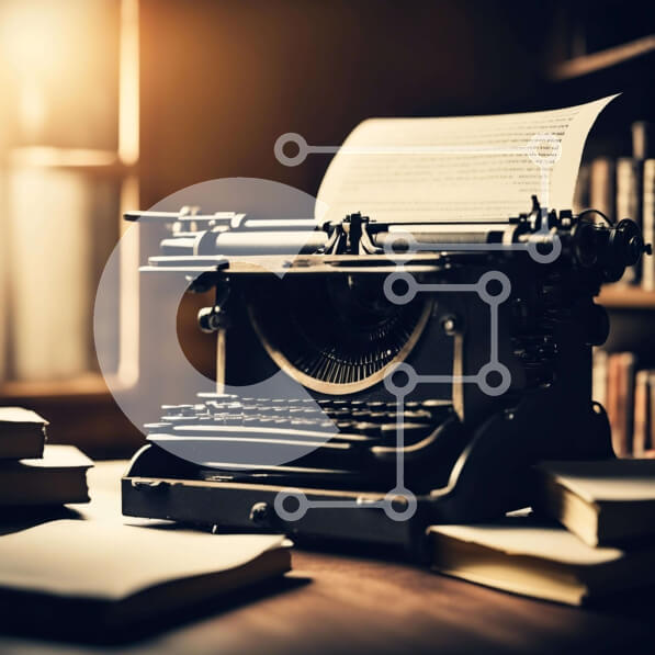 Intra Συλλεκτικό Ξύλινο Παζλ Plywood  4mm - Vintage γραφομηχανή σε ξύλινο τραπέζι με βιβλία και χαρτιά Σε Ξύλινο Κουτί - Διαστάσεις Puzzle: 10x10 cm – 25 κομμάτια