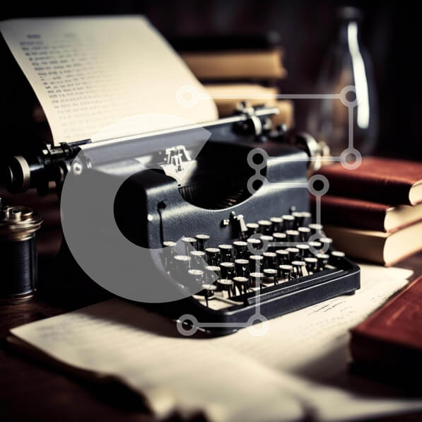 Intra Συλλεκτικό Ξύλινο Παζλ Plywood  4mm - Παλιομοδίτικη γραφομηχανή σε ξύλινο τραπέζι με βιβλία Σε Ξύλινο Κουτί - Διαστάσεις: 10x10 cm – 25 κομμάτια