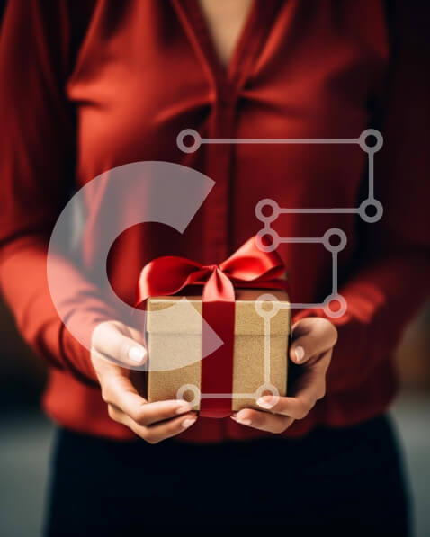 Intra Συλλεκτικό Ξύλινο Παζλ Plywood  4mm - Ενθουσιασμός δώρων - Γυναίκα με κόκκινο κουτί δώρου Σε Ξύλινο Κουτί - Διαστάσεις: 10x10 cm – 25 κομμάτια