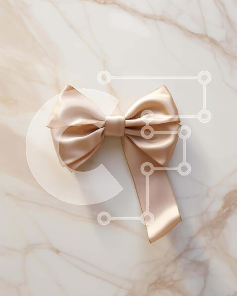 Intra Συλλεκτικό Ξύλινο Παζλ Plywood  4mm - Μπεζ σατέν φιόγκος σε κομψή μαρμάρινη επιφάνεια Σε Ξύλινο Κουτί - Διαστάσεις Puzzle: 10x10 cm – 25 κομμάτια