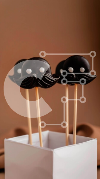 Intra Συλλεκτικό Ξύλινο Παζλ Plywood  4mm - Τέσσερις κέικ σε σχήμα μουστάκι σκάει σε λευκό κουτί Σε Ξύλινο Κουτί - Διαστάσεις: 10x10 cm – 25 κομμάτια