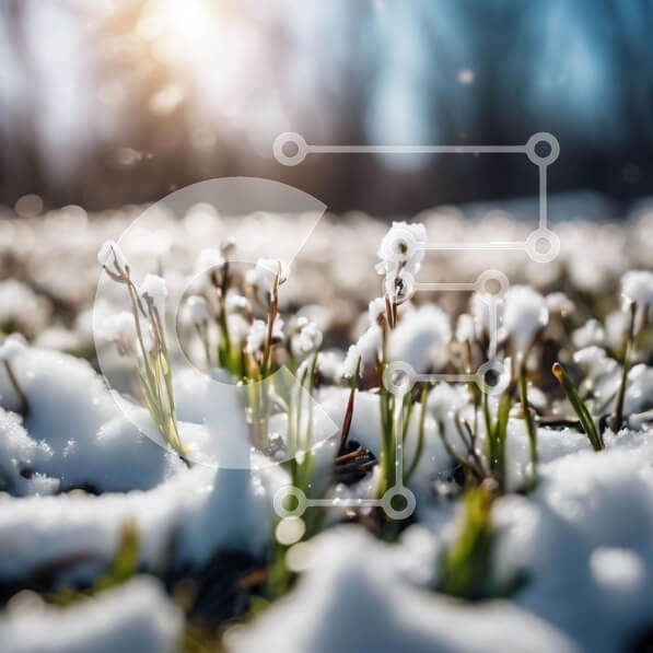 Intra Συλλεκτικό Ξύλινο Παζλ Plywood  4mm - Χιονισμένο χωράφι με γρασίδι και λουλούδια Σε Ξύλινο Κουτί - Διαστάσεις: 10x10 cm – 25 κομμάτια