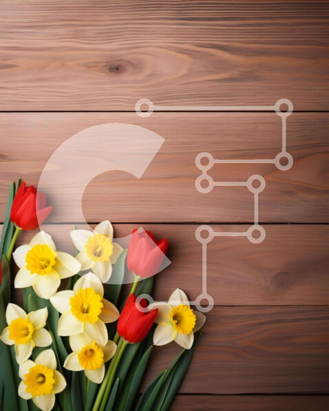 Intra Συλλεκτικό Ξύλινο Παζλ Plywood  4mm - Ανοιξιάτικα λουλούδια μπουκέτο σε παλιό ξύλινο φόντο Σε Ξύλινο Κουτί - Διαστάσεις: 10x10 cm – 25 κομμάτια