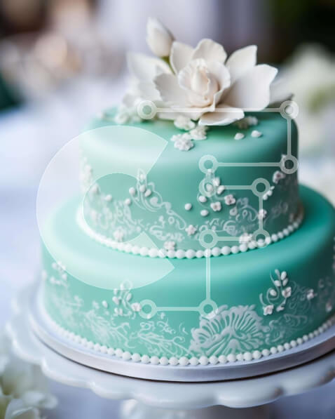 Σετ των 2 Intra Συλλεκτικό Ξύλινο Παζλ Plywood  4mm - Πράσινη γαμήλια τούρτα τριών επιπέδων με λευκά λουλούδια Σε Ξύλινο Κουτί - Διαστάσεις: 10x10 cm – 25 κομμάτια