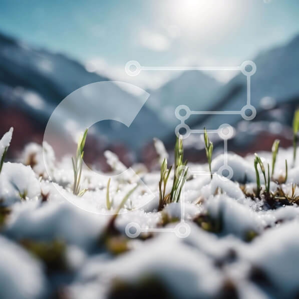 Intra Συλλεκτικό Ξύλινο Παζλ Plywood  4mm - Γραφικό χιονισμένο χωράφι με πράσινο γρασίδι και βουνά Σε Ξύλινο Κουτί - Διαστάσεις: 10x10 cm – 25 κομμάτια