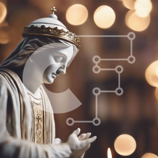 Intra Συλλεκτικό Ξύλινο Παζλ Plywood  4mm - Άγαλμα της Παναγίας που φωτίζεται από το φως των κεριών Σε Ξύλινο Κουτί - Διαστάσεις Puzzle: 10x10 cm – 25 κομμάτια