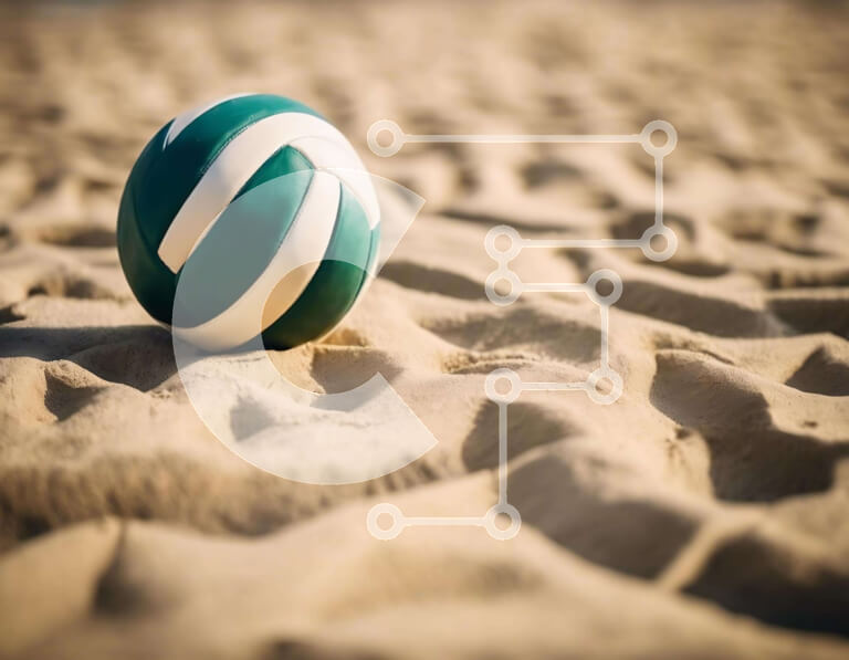 Intra Συλλεκτικό Ξύλινο Παζλ Plywood  4mm - Πράσινη και άσπρη μπάλα βόλεϊ στην άμμο Σε Ξύλινο Κουτί - Διαστάσεις Puzzle: 10x10 cm – 25 κομμάτια