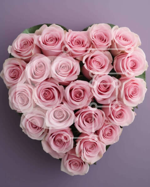 Intra Συλλεκτικό Ξύλινο Παζλ Plywood  4mm - Διάταξη σε σχήμα καρδιάς από ροζ τριαντάφυλλα σε μωβ φόντο Σε Ξύλινο Κουτί - Διαστάσεις: 10x10 cm – 25 κομμάτια