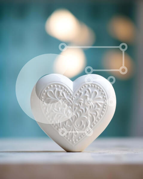 Intra Συλλεκτικό Ξύλινο Παζλ Plywood  4mm - Λευκό αντικείμενο σε σχήμα καρδιάς σε ημιτελές ξύλινο τραπέζι Σε Ξύλινο Κουτί - Διαστάσεις: 10x10 cm – 25 κομμάτια